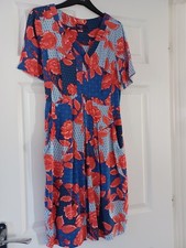 Twiggy for M&S Collection Dress, Size 8, Blue/Red/White Floral Print, Worn Once