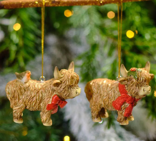 Christmas highland cow hanging - christmas,