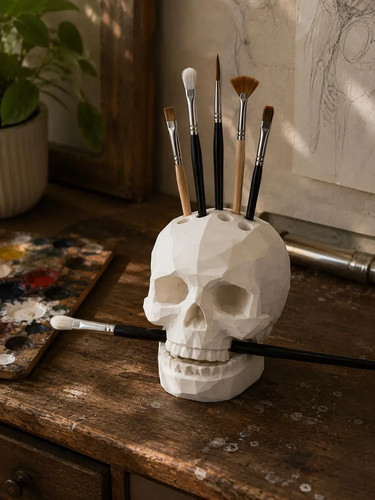 Skull pen holder - pen, brush