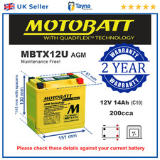 MBTX12U MOTOBATT Quadflex AGM
