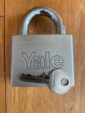 Yale Vintage Large Heavy Duty Hardened Steel Square Edge Padlock With 1 Key