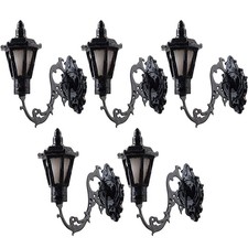 5 Pcs Mini LED Wall Lamps Warm Yellow Light 1 87 Scale Sand Table Decoration