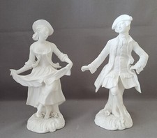 ANTIQUE PAIR OF MINTON BISQUE DANCING FIGURES C1830-35