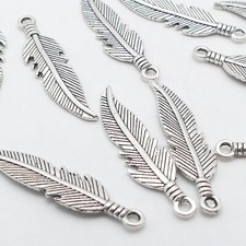 10 Tibetan silver Tone Feather
