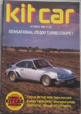 Kit Car magazine 10/1984 featuring McCoy, Mini Minus, JBA Falcon, Covin Turbo