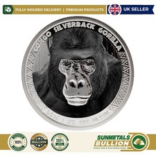 2016 Congo Silverback Gorilla 1 oz Silver Colourised Coin