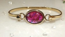 Beautiful Gold Plated Bangle with Stunning Paua Shell-Choice of Colours-Gifts