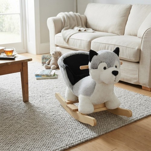 Husky baby rocking - husky, horse