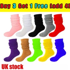 1/2Pairs Women Slouch Socks Cotton Scrunch Knee High Extra Long Heavy Socks UK