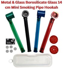 D&K Metal & Borosilicate Glass Smoking Pipe Hookah 14 cm Mini, Dismantleable UK
