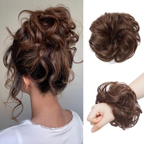 Faux messy hair bun scrunchie - faux,