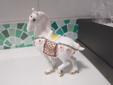 White Enamel Horse Trinket Box Tang Style heavy