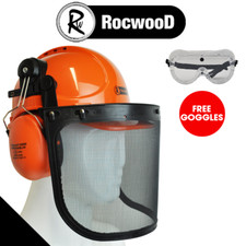 RocwooD Chainsaw Safety Helmet Metal Mesh Full Visor FREE Goggles