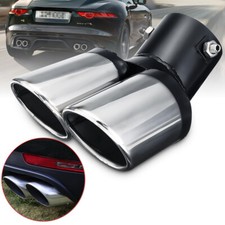 Car Tailpipe Twin Exhaust Tip End Chrome Trim 63mm Double Tail Pipe Rear Muffler