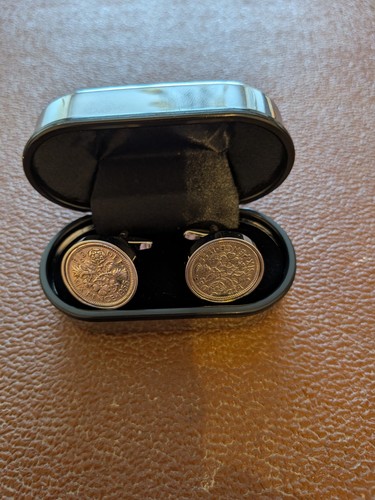 Silver sixpence coin cufflinks - sixpence,