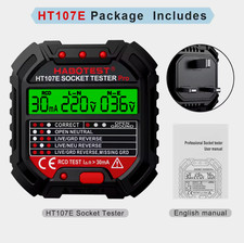 HABOTEST HT107 Pro Socket Tester - RCD Test, Voltage, Ground/Neutral, UK Plug