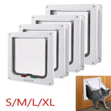 4 Way Pet Door Cat Puppy Dog Magnetic Lock Lockable Safe Flap Door Frame ABS