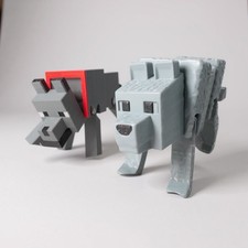2 x Minecraft Wolves 3D