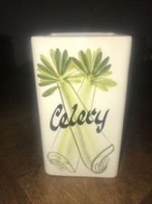 Vintage CELERY vase HAND PAINTED 50s 60s retro kitchen Toni Raymond pottery