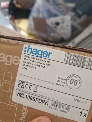 Hager 8way consumer - consumer, unit