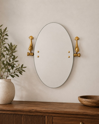 Oval wall mirror gold - oval,