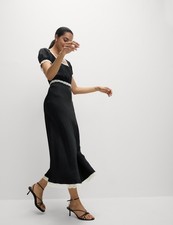 Marks & Spencer Womens Black Viscose Midi Tea Animal Midaxi Women Dress - M&S