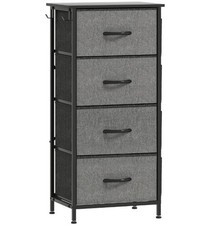 HOMCOM Fabric Chest of Drawers 4 Drawer Dresser for Bedroom Charcoal Grey New