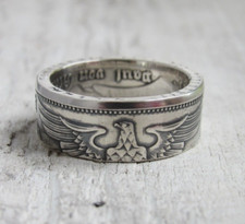 German Silver Coin Ring - Silver 5 Marks Coin Ring- Deutschland - Deutsch Reich