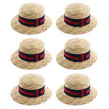 6 X DELUXE STRAW BOATER HAT SCHOOL BOY GIRL FANCY DRESS VICTORIAN BARBERSHOP
