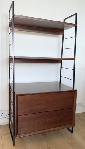 Walnut shelving unit with - , 2