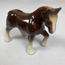 Vintage Brown Ceramic Pottery Shire Horse Figure Large - 8.5" Tall
