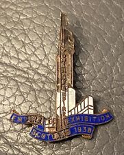 1938 Tower Of Empire Exhibition Scotland Pin Badge Used