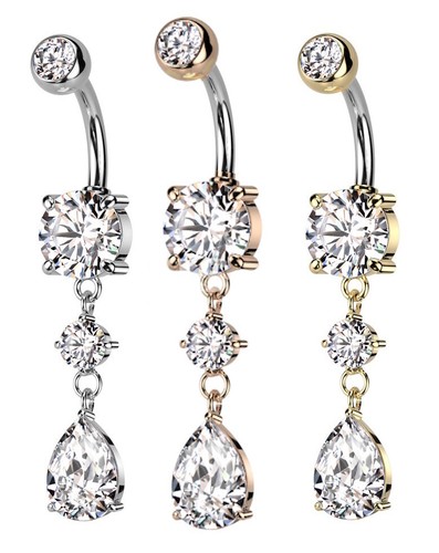 Titanium teardrop dangle belly - titanium,