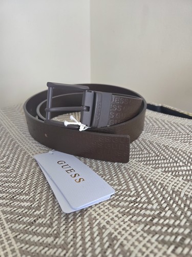 Men guess brown leather belt - men's,