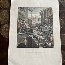 Original Print Engraving hogarth beer street and gin lane 