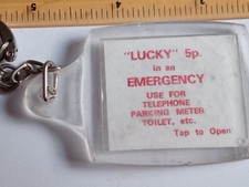VINTAGE Keyring Plastc Window Car Motor Vehicle Lucky 5p Parking Meter 5p