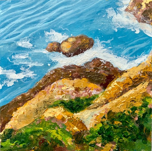 Original art seaside painting - art,
