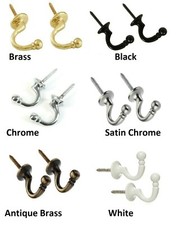 Ball End Curtain Brass & Chromium Tie Back Hooks - Sold in Singles and Pairs