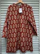 KHADDI Designer Kurta Size 10 Asian Indian Pakistani 100% Cotton Long Shirt