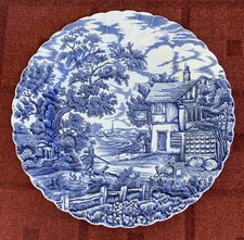Vintage Myott Blue & White The Hunter Large Plate App 12"