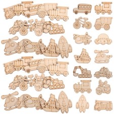  50 Pcs Wood Cutouts Vehicle Crafts for Kids Unfinished Wooden Slices Cars