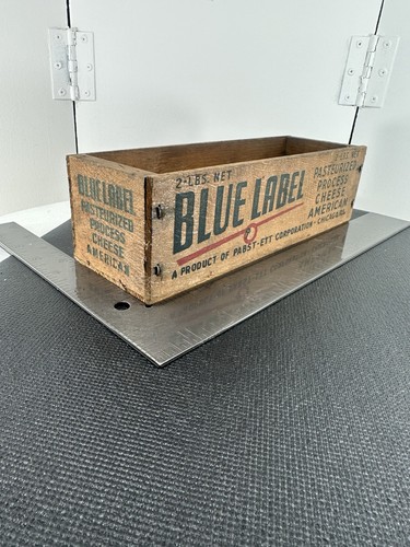 Vintage blue label cheese box - vintage,