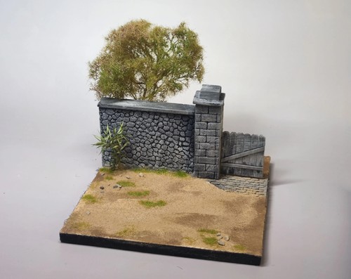 Stone wall yard diorama base - wall,
