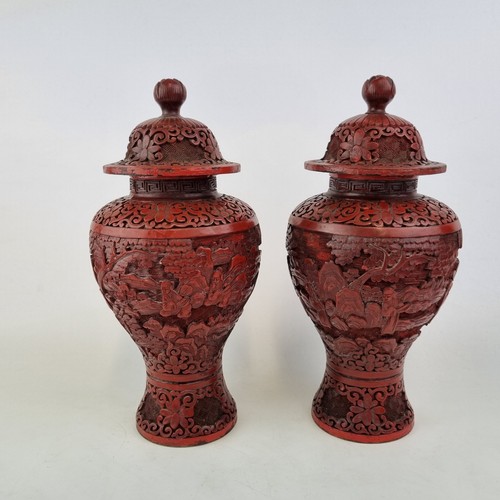 Antique pair chinese cinnabar - antique,