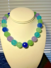 VERY LARGE 15MM CUT GLASS BEAD CHOKER WITH MAGNETIC CLASP -BEE LOGO CHARM