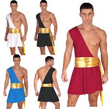 Men's One Shoulder Ancient Greek God Lingerie Fancy Dress Knight Warrior Costume