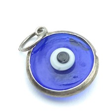 Silver Evil Eye Pendant Blue