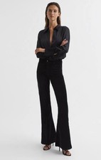 Reiss - Pria Velvet Flared Trousers, Black - Size 32 Regular