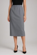 Damart Grey Midi Skirt Size 12 – Unlined Elastic Waist