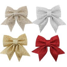 10PCS Christmas Large Bows for Tree Decorations Christmas Glitter Wreaths Bows
